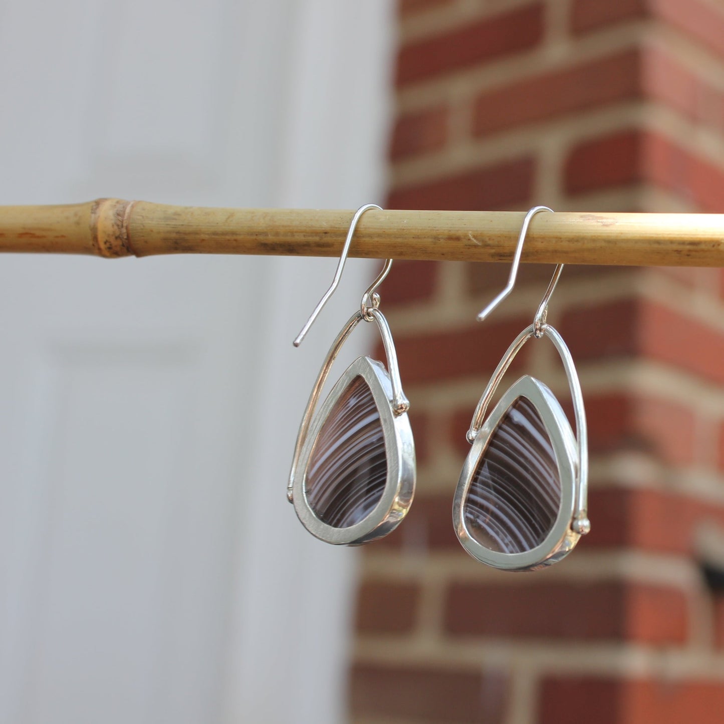botswana agate droplet earrings