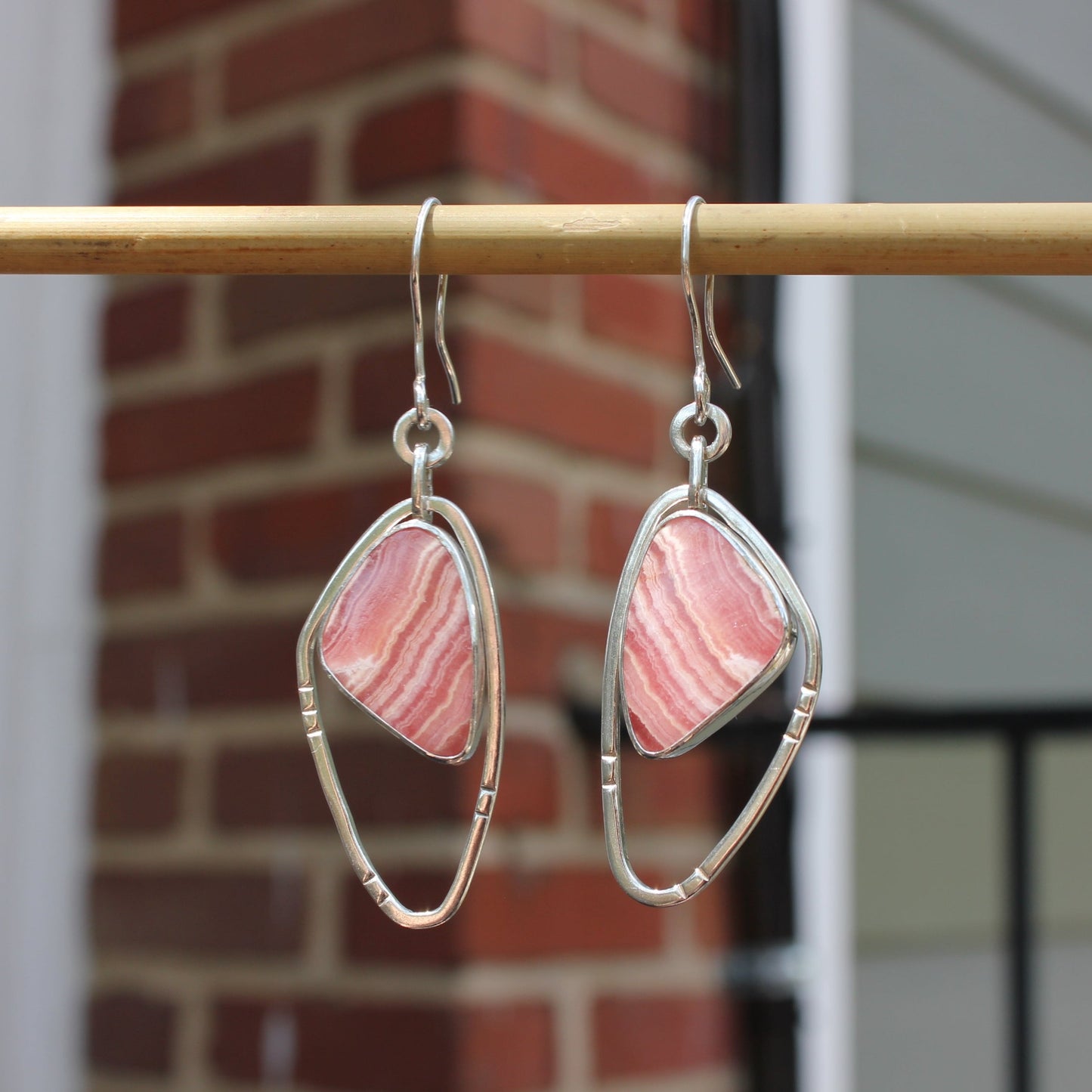rhodochrosite wing earrings