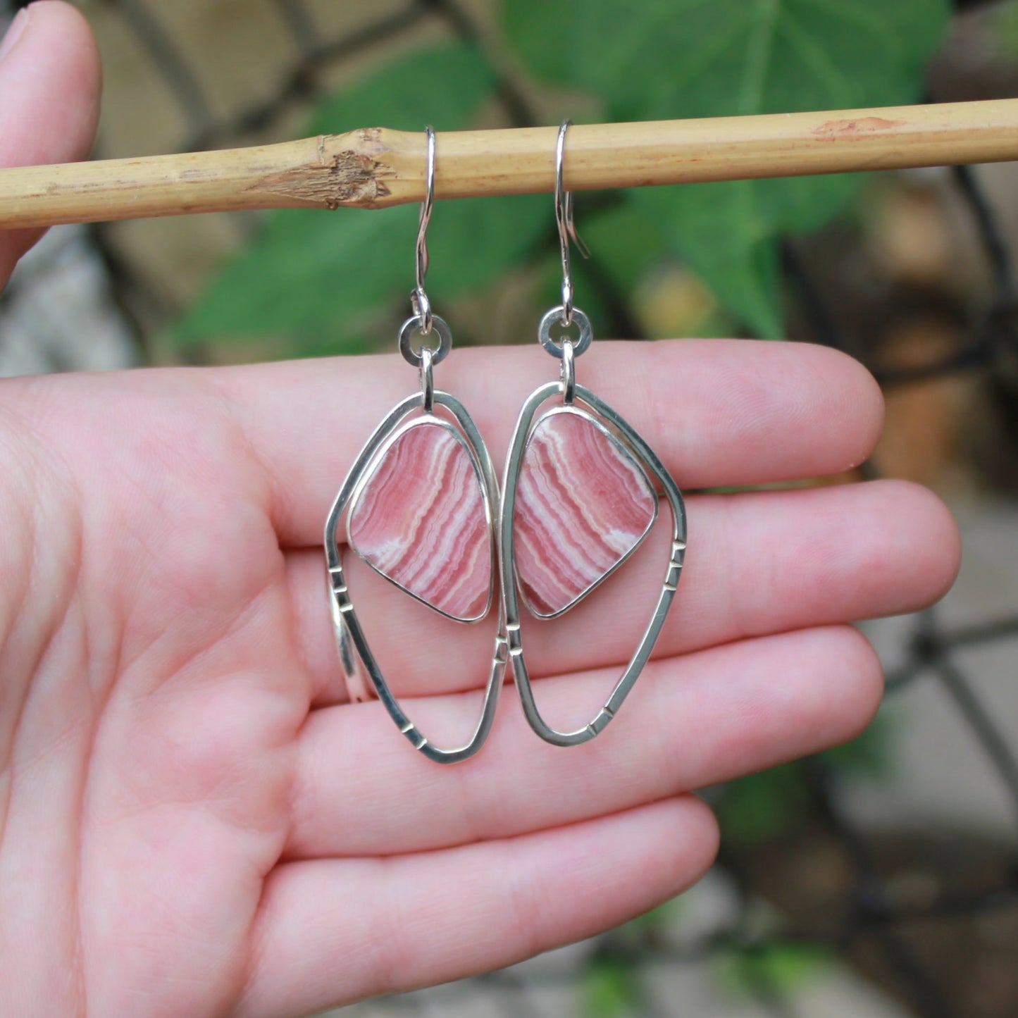 rhodochrosite wing earrings