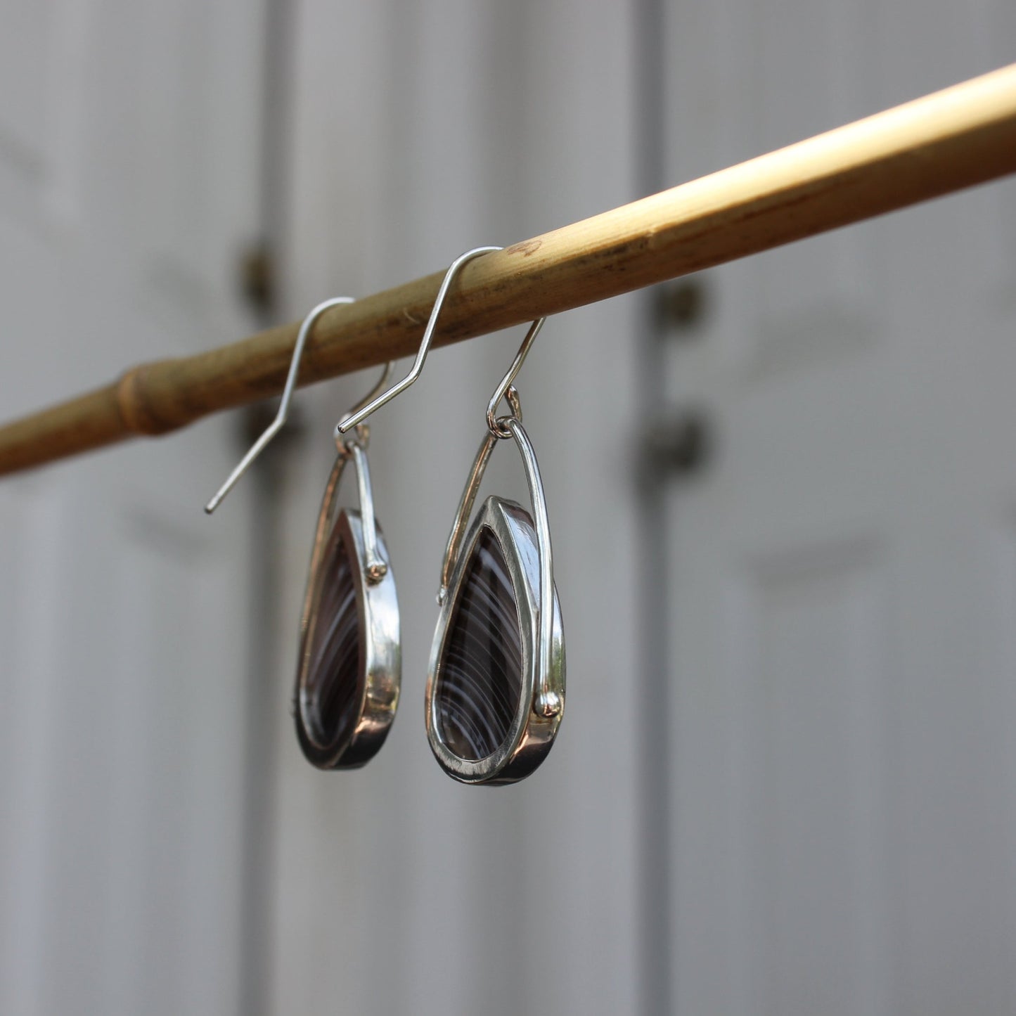 botswana agate droplet earrings