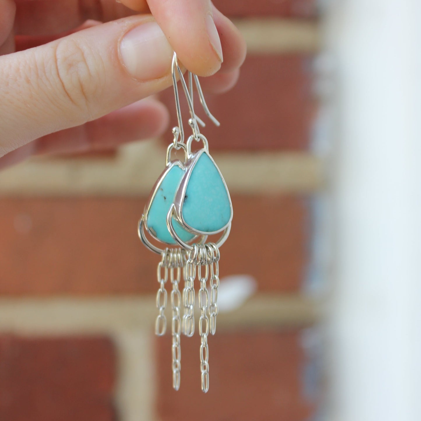 hubei turquoise chain earrings