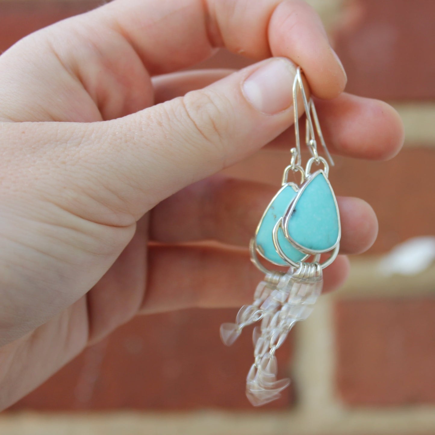 hubei turquoise chain earrings