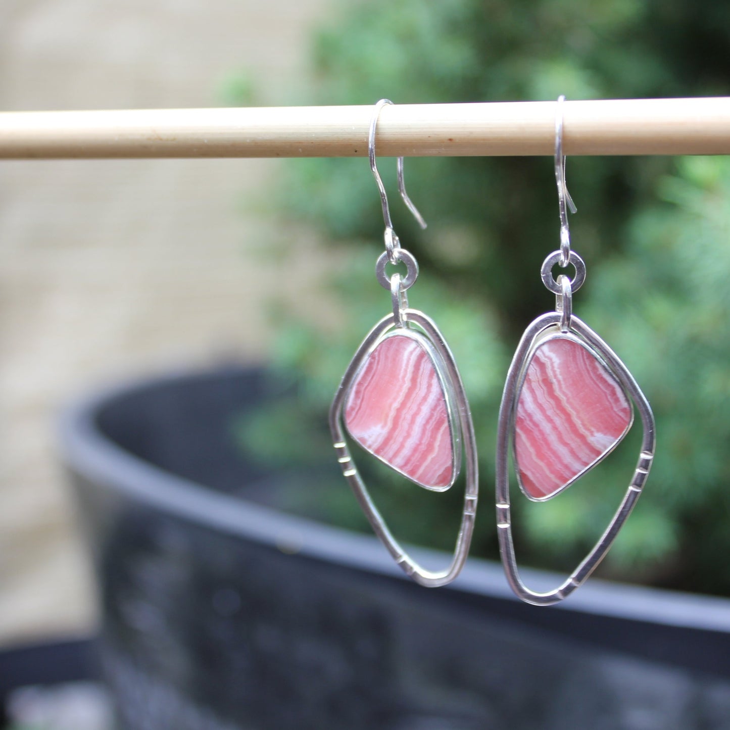 rhodochrosite wing earrings