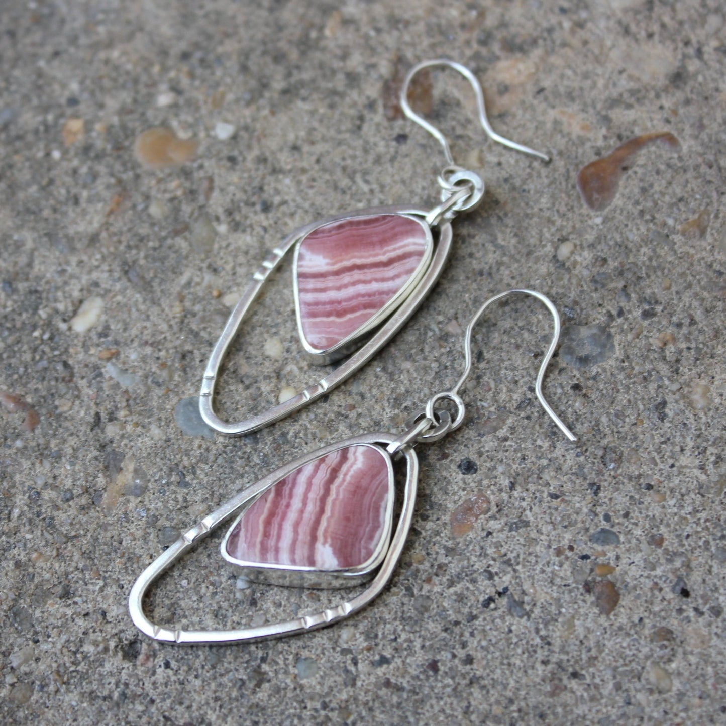 rhodochrosite wing earrings