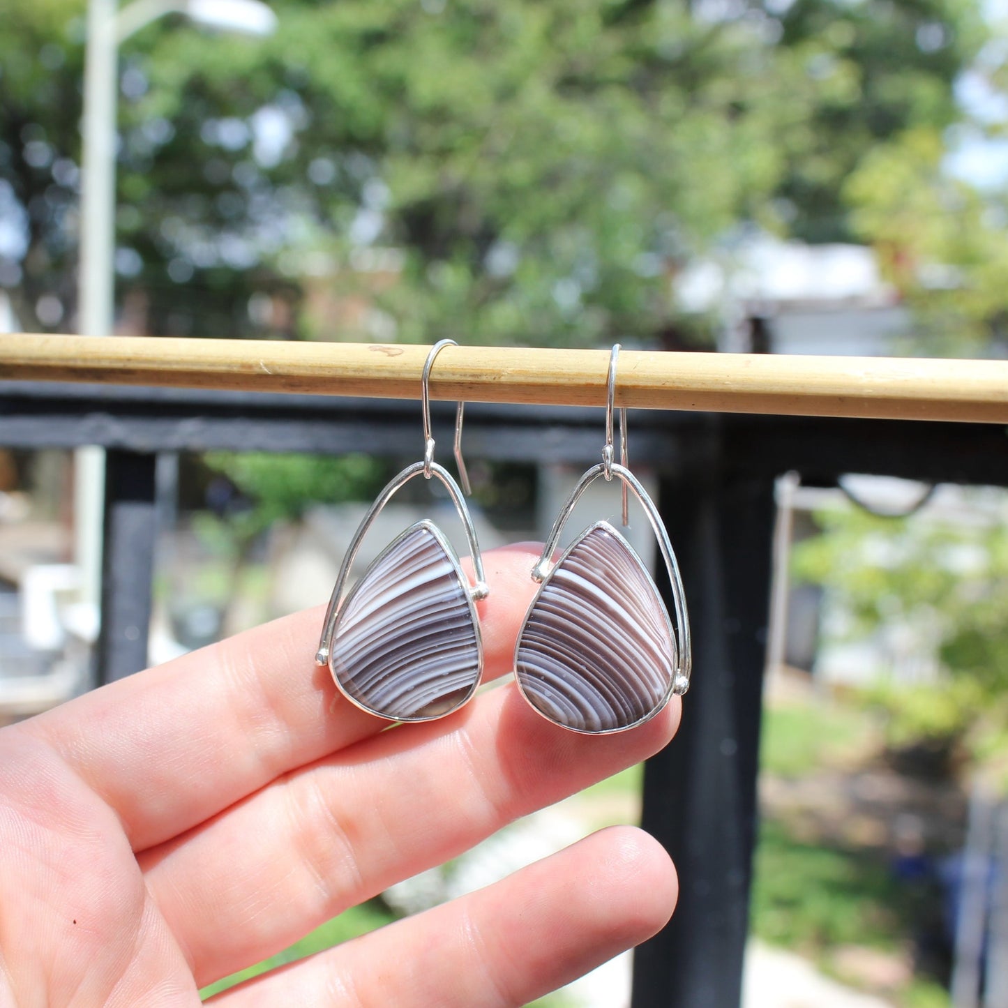 botswana agate droplet earrings