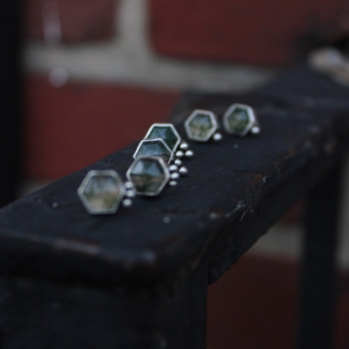Moss agate studs