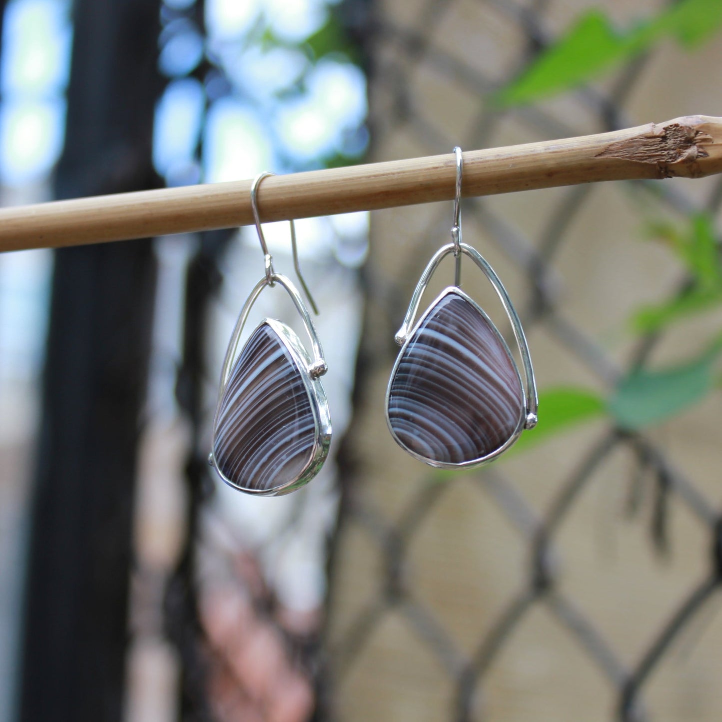 botswana agate droplet earrings