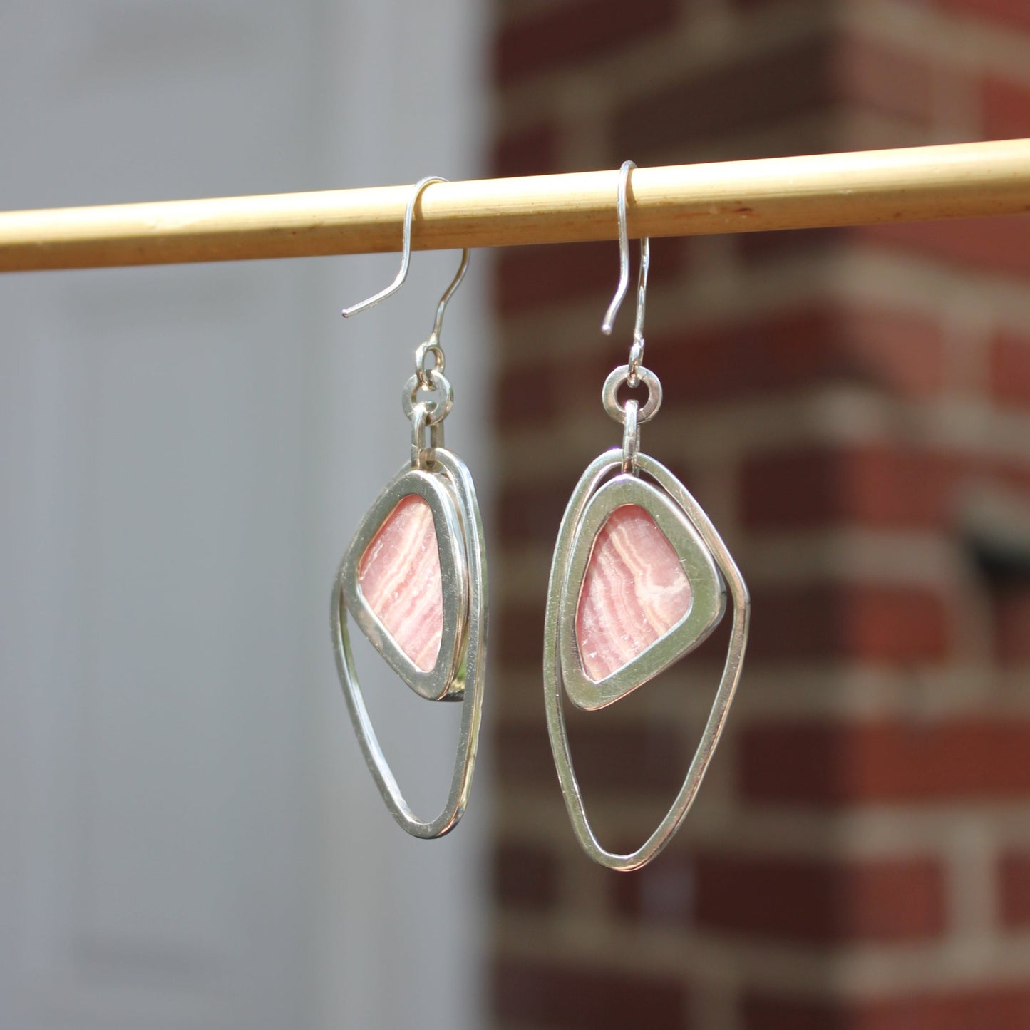 rhodochrosite wing earrings