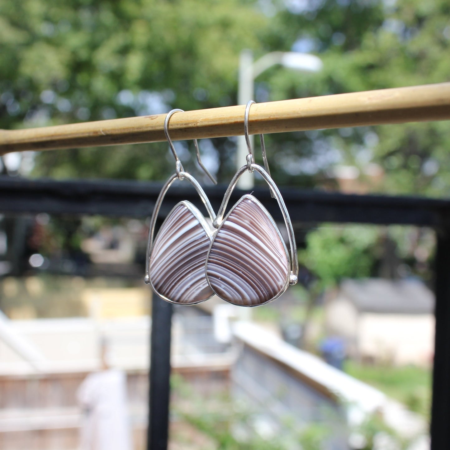 botswana agate droplet earrings