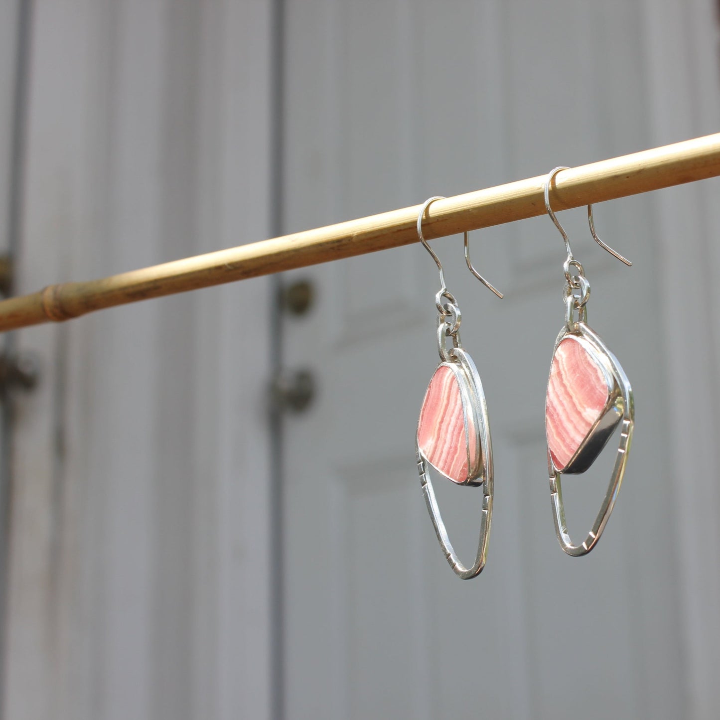 rhodochrosite wing earrings