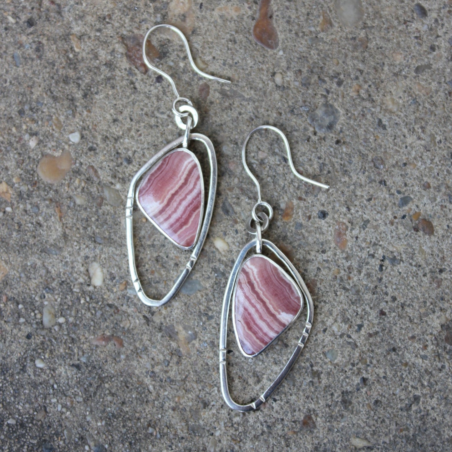 rhodochrosite wing earrings