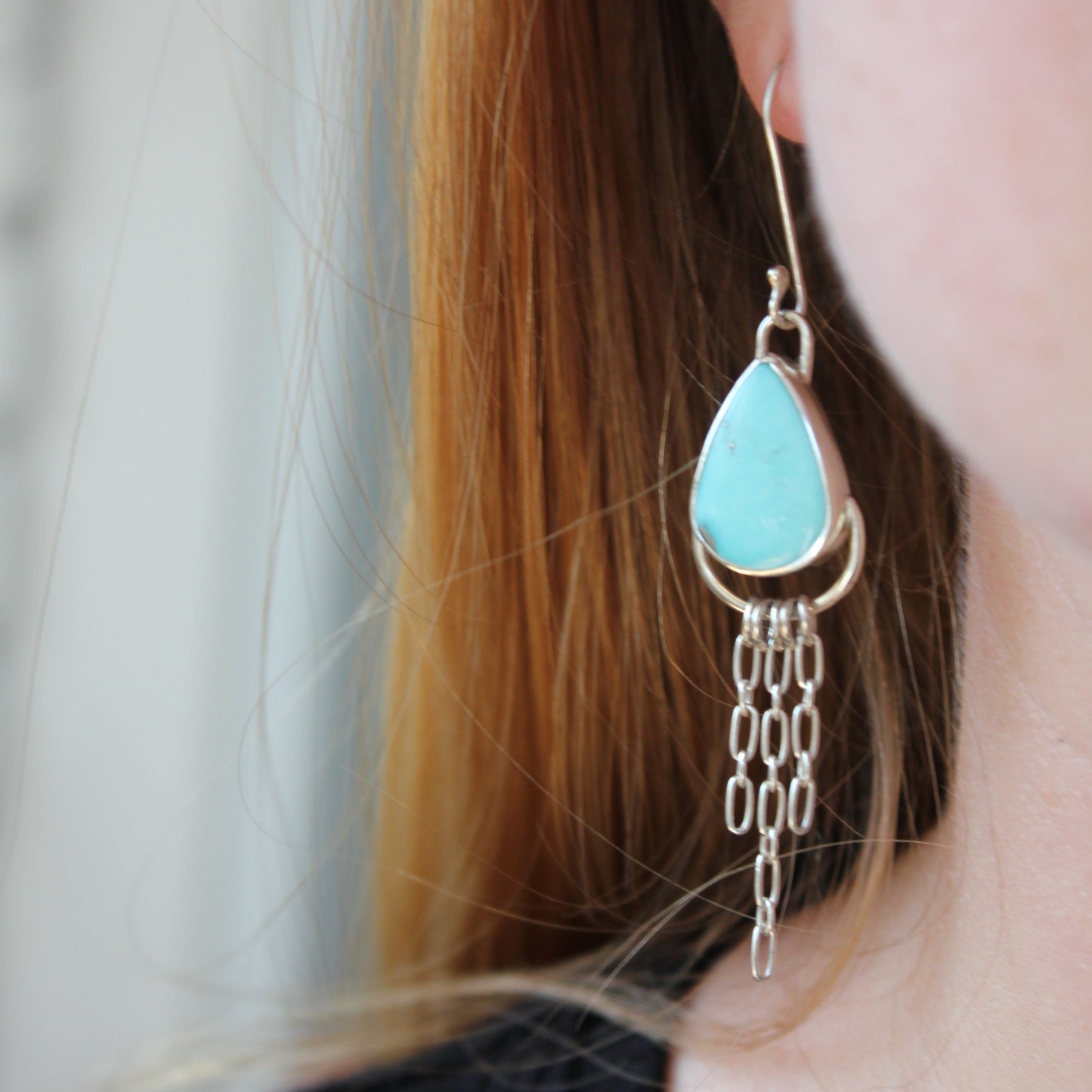 hubei turquoise chain earrings