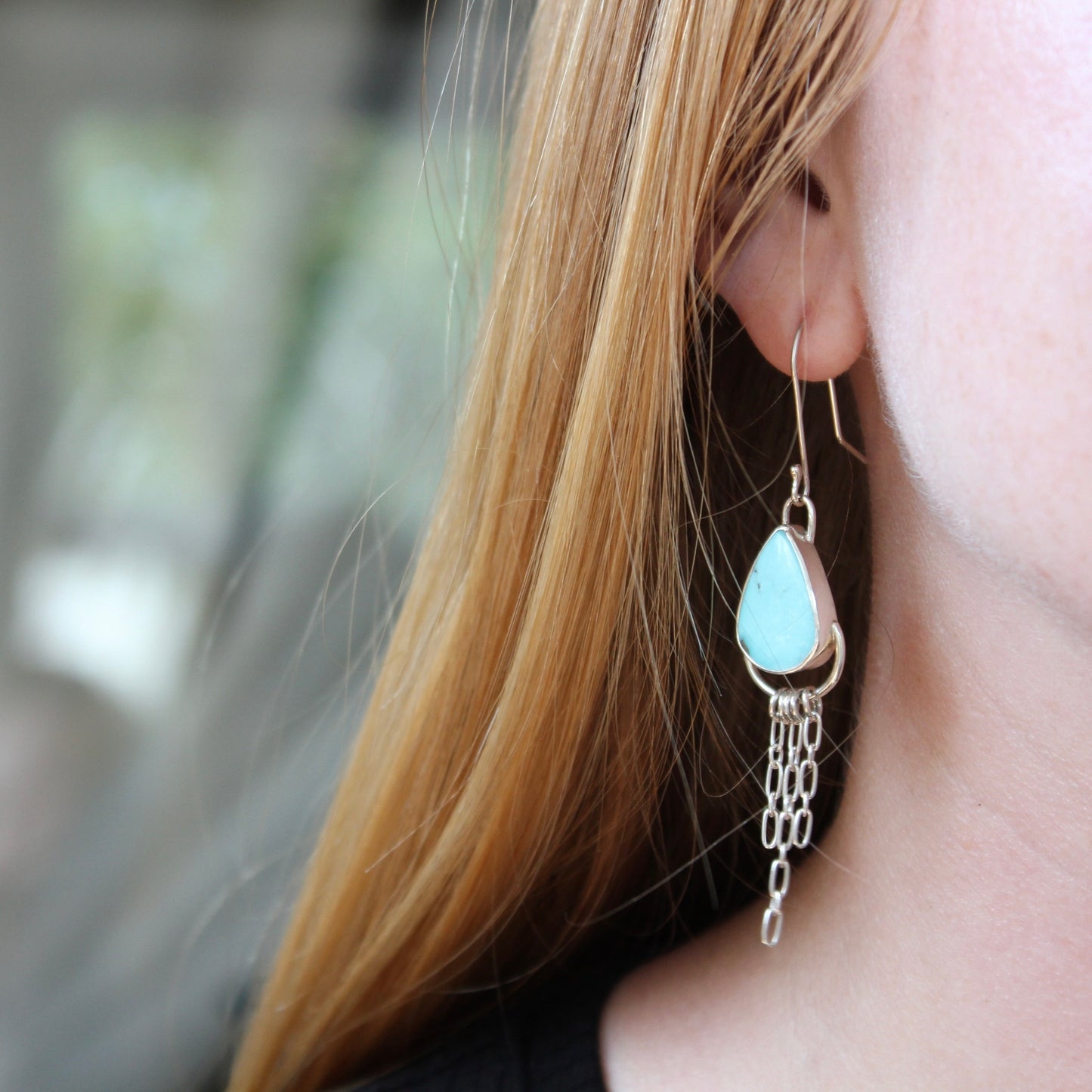 hubei turquoise chain earrings