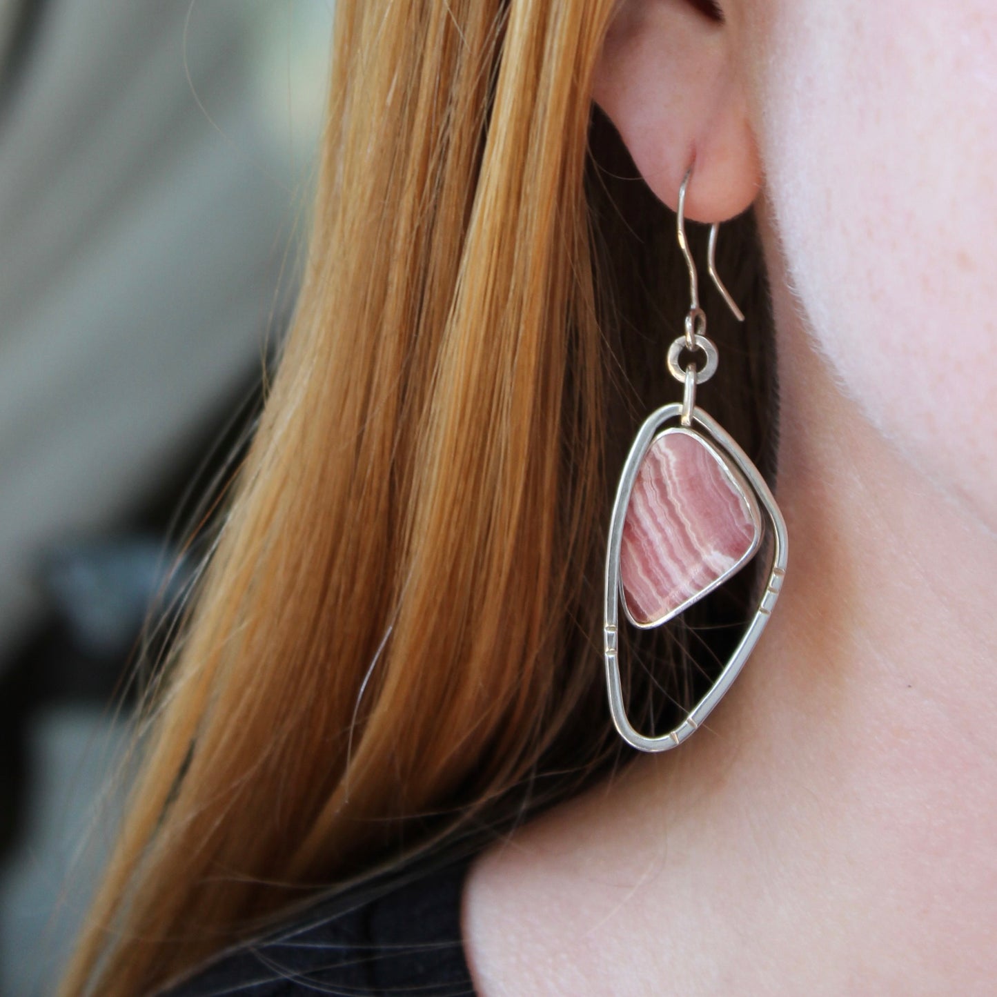 rhodochrosite wing earrings