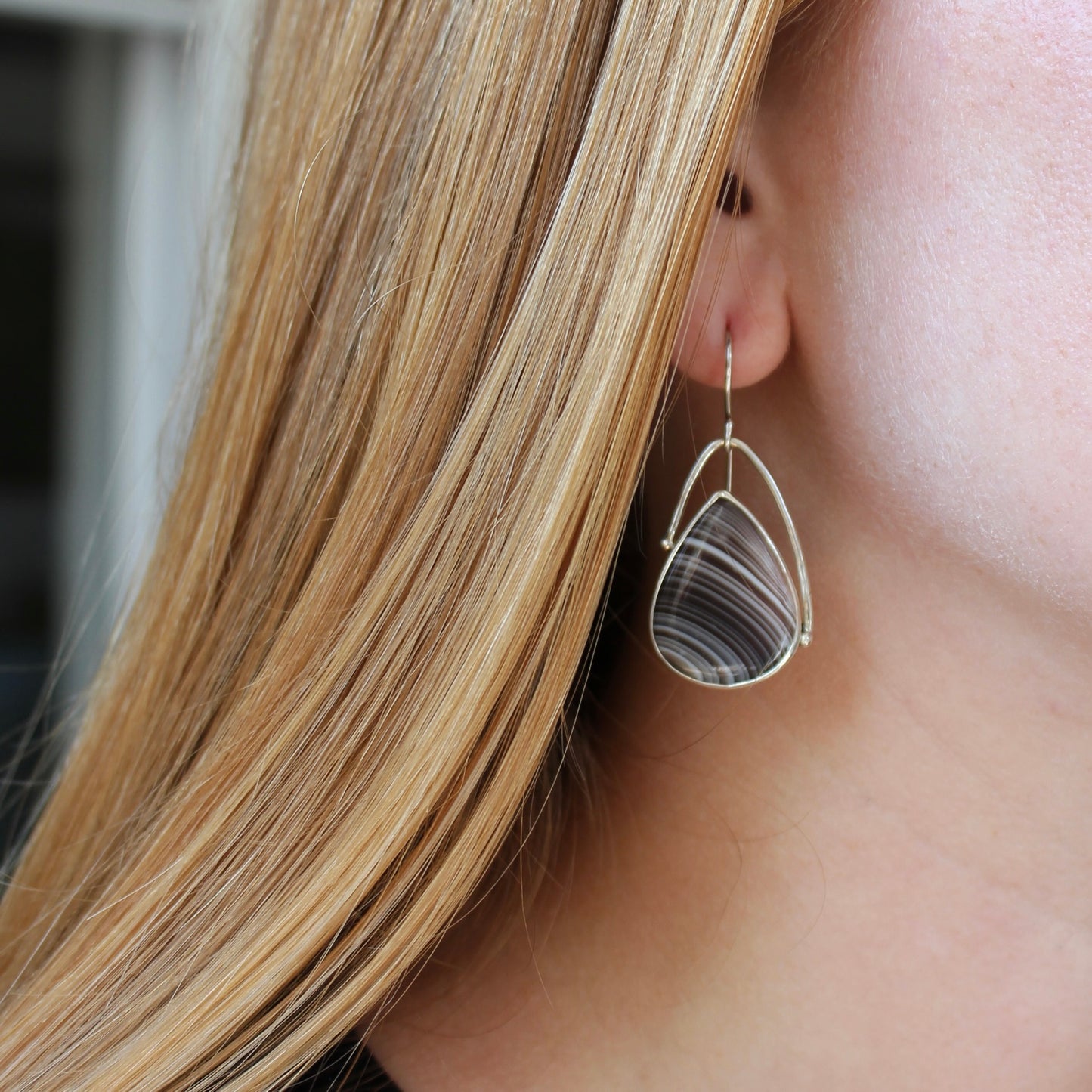 botswana agate droplet earrings