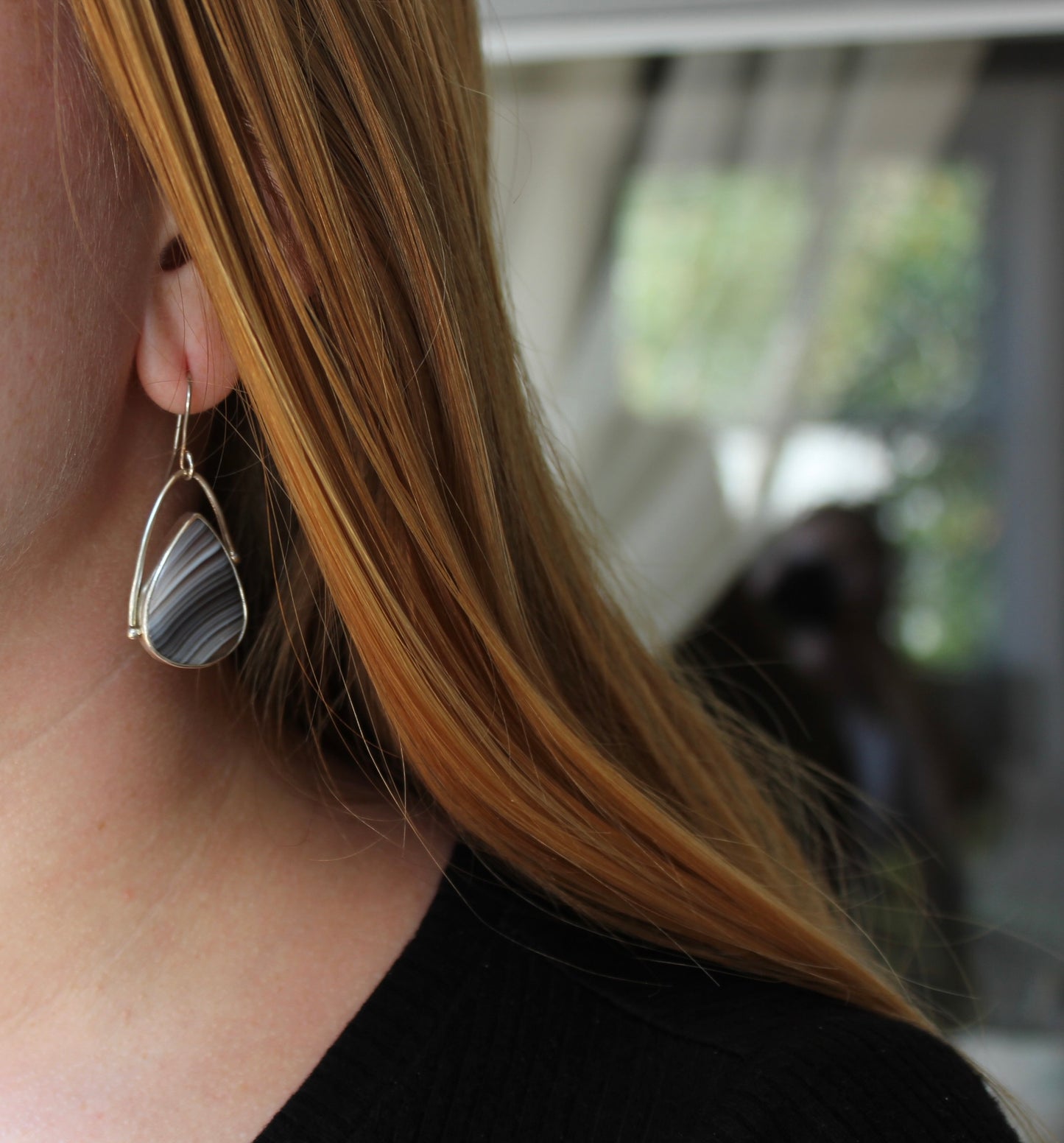 botswana agate droplet earrings