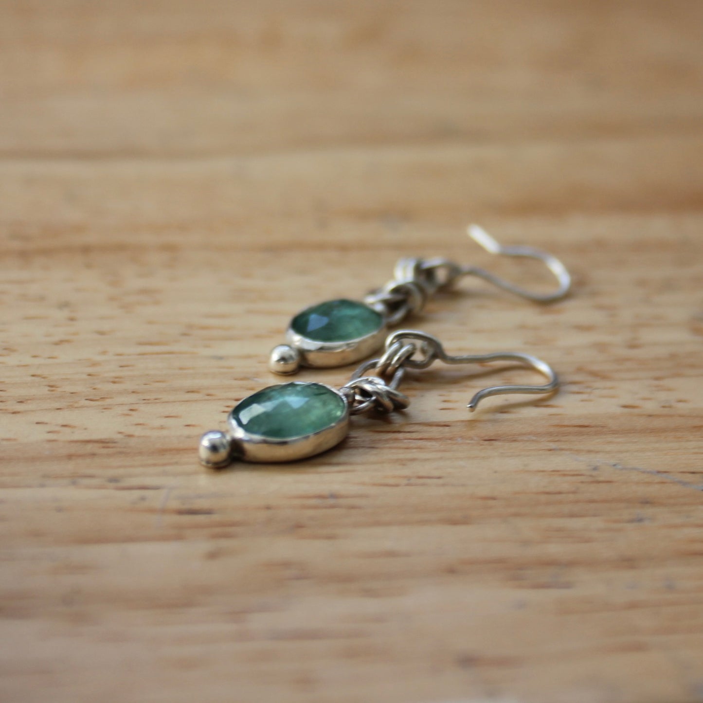 green kyanite chain earrings